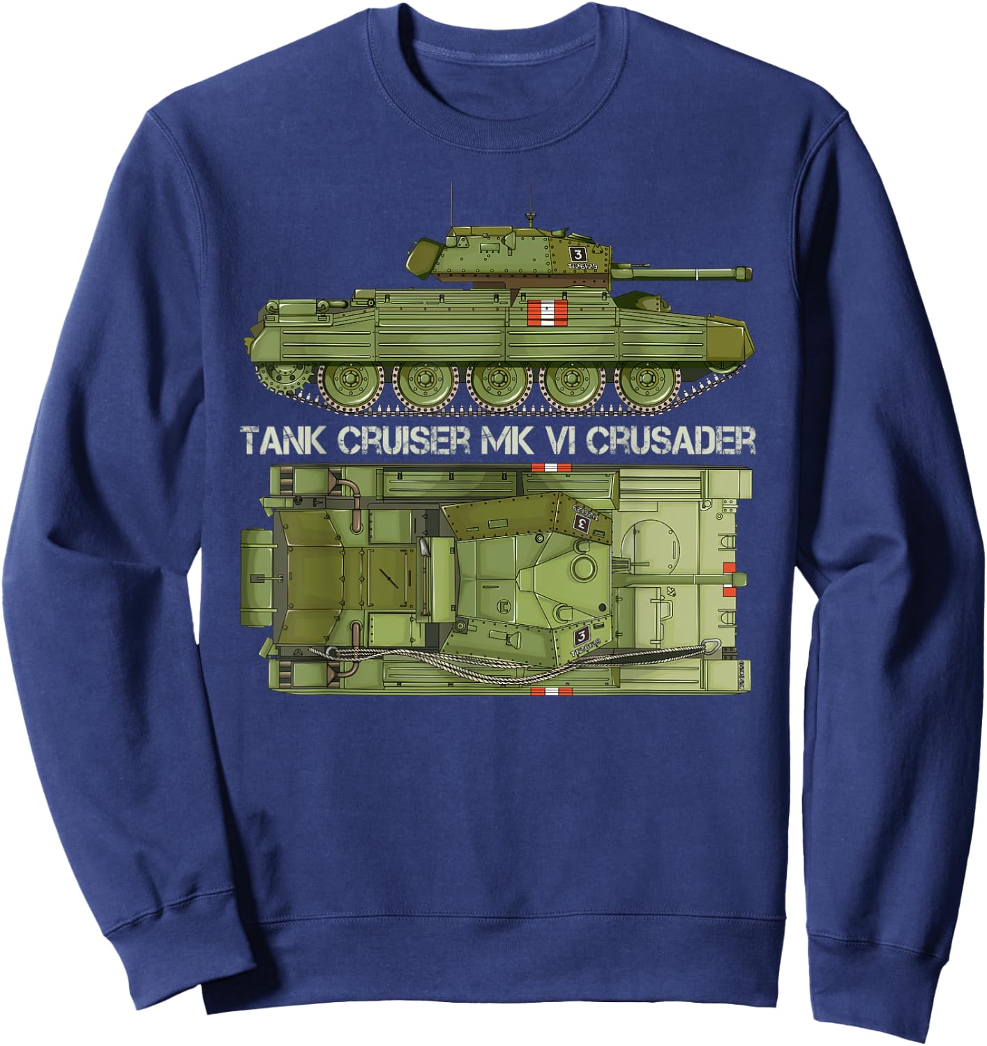 Tank Cruiser Mk VI Crusader British WW2 Diagram Sweatshirt - Sweatshirt | Navy