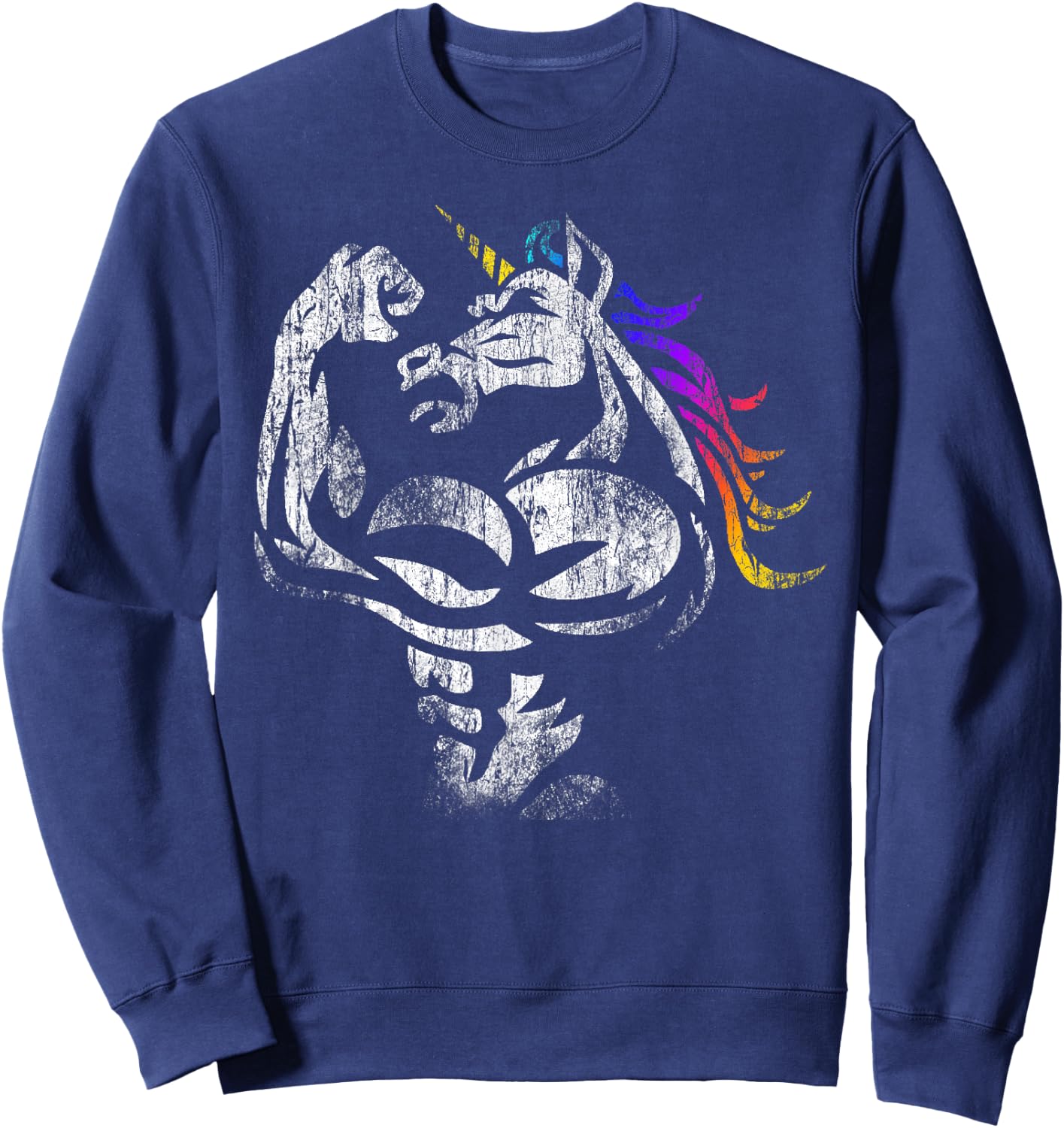 Muscle Unicorn Workout Fathers Day Gift Weightlifting Gym Sweatshirt - Sweatshirt | Navy
