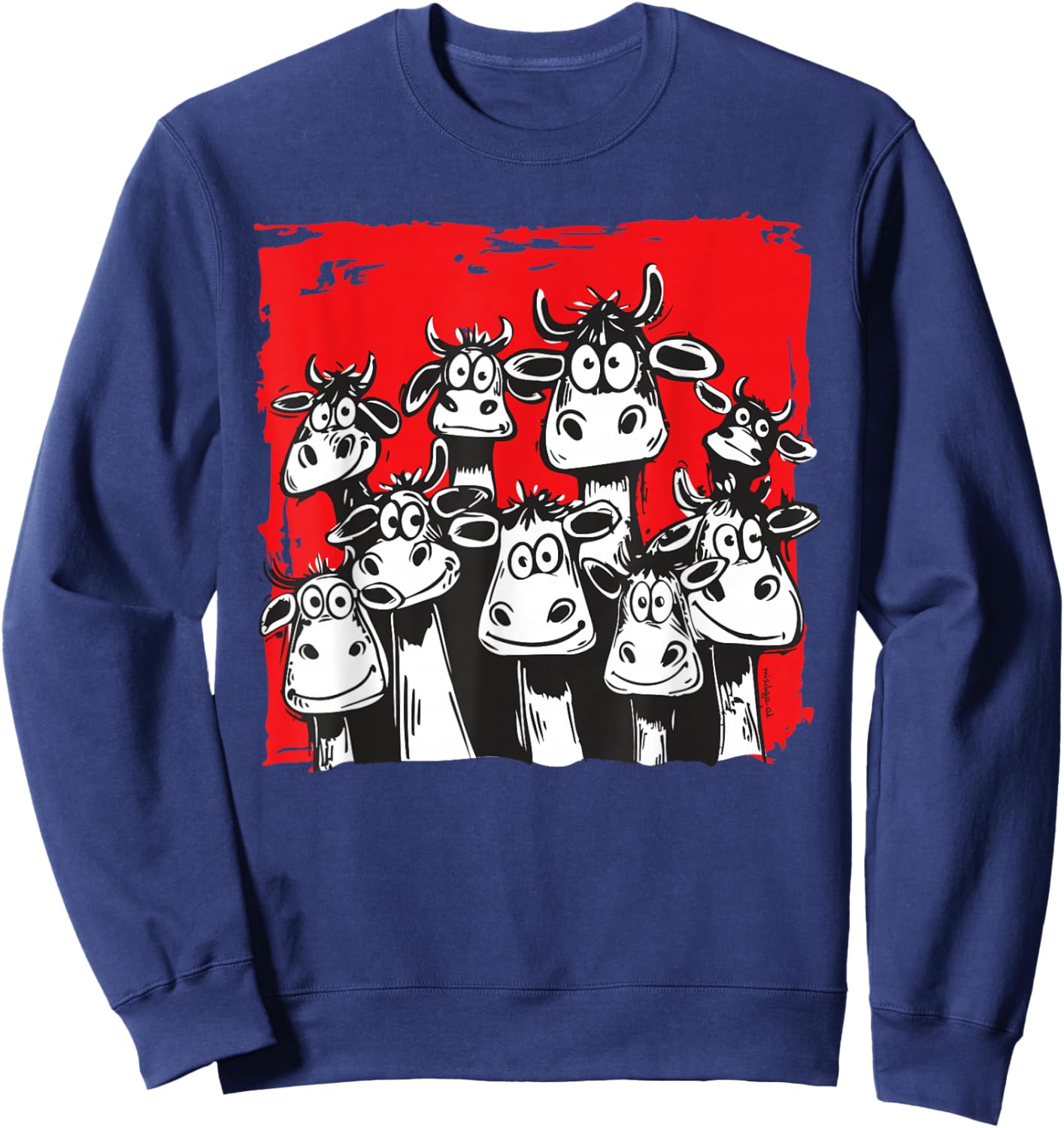 Kuhliebe Lustige Kuhillustration Lustige Kuhgesichter Sweatshirt - Sweatshirt | Navy