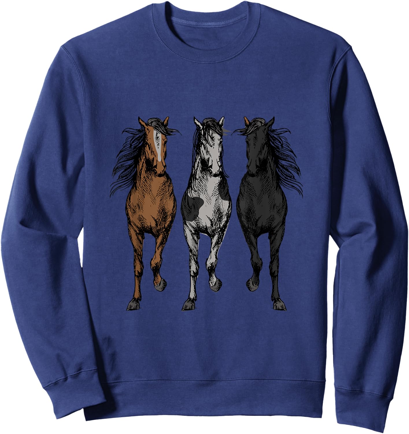 Horse Shirt Graphic - Horse Shirt For Girls, Boys Sweatshirt - Sweatshirt | Navy