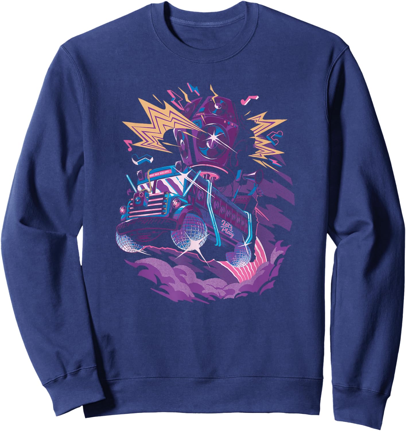 Fortnite Battle Bus Flying Retro Lightning Art Sweatshirt - Sweatshirt | Navy