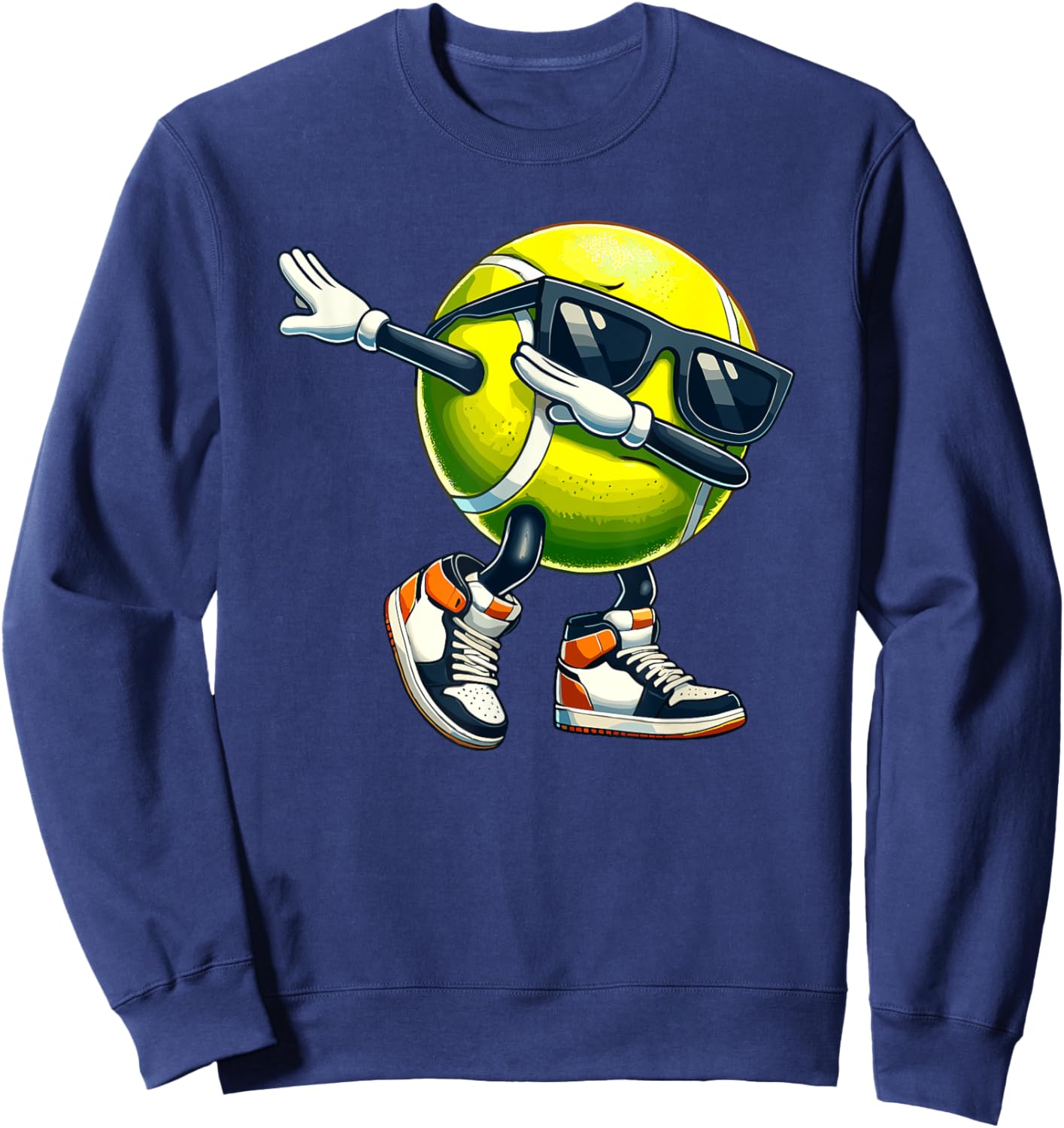 Dabbing Tennis Ball With Sunglasses Funny Sports Player Sweatshirt - Sweatshirt | Navy