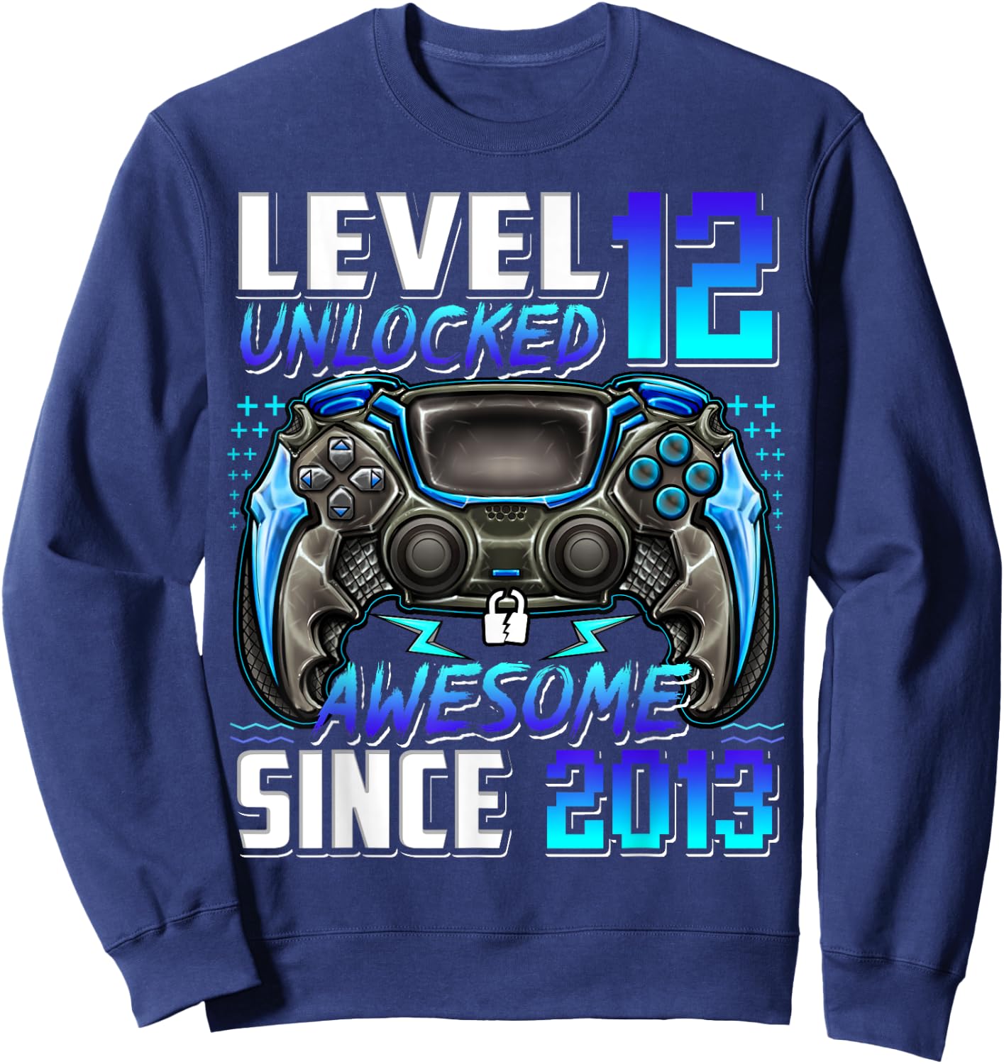 Level 12 Unlocked Awesome Since 2013 12th Birthday Gaming Sweatshirt - Sweatshirt | Navy