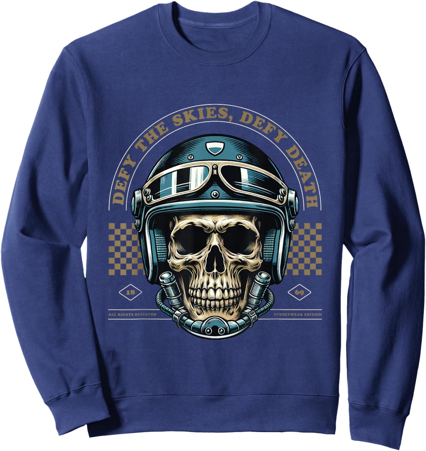 Skull with Helmet Sweatshirt - Sweatshirt | Navy