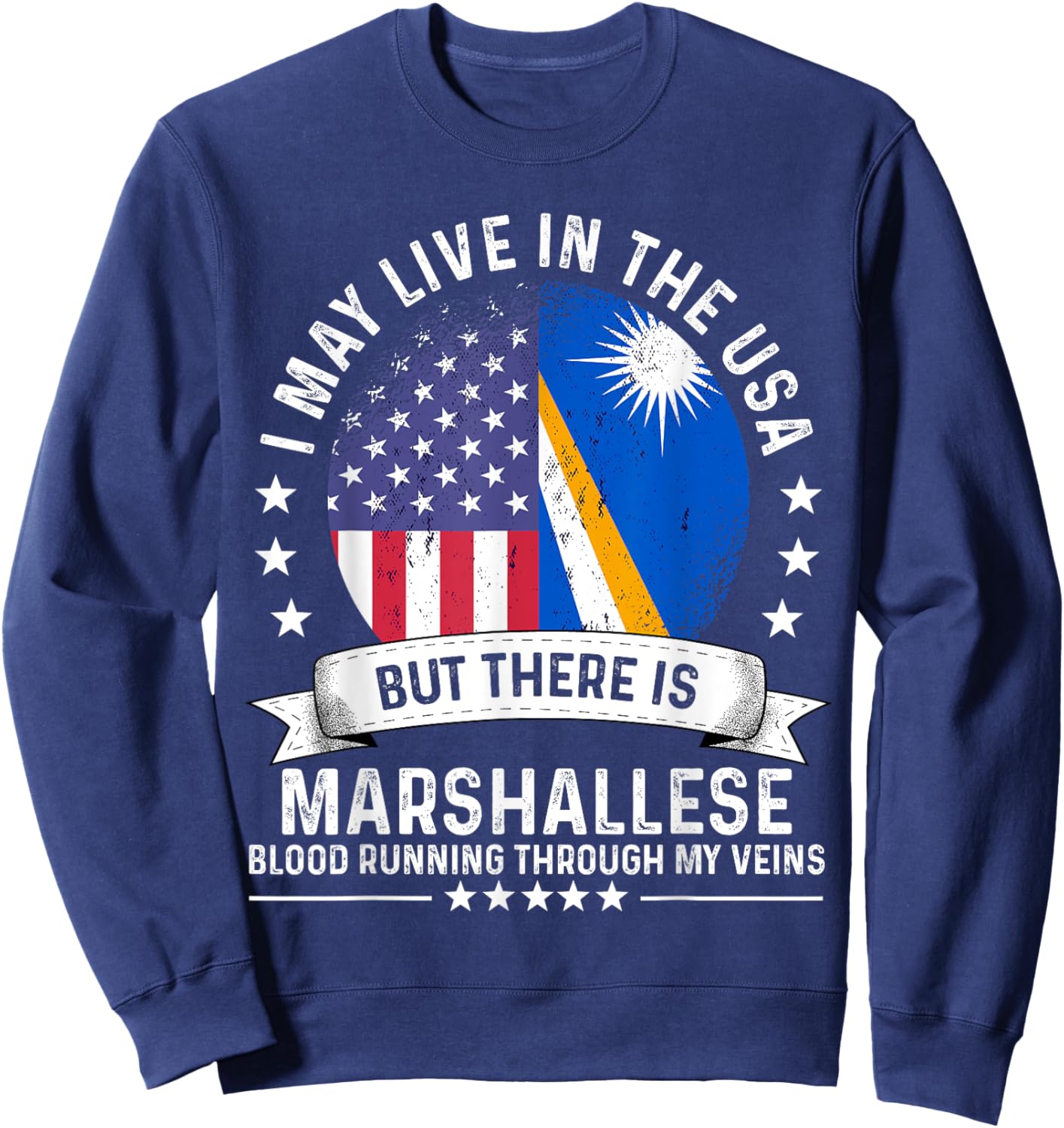 Marshall Islands American Patriot Grown Marshallese Flag Sweatshirt - Sweatshirt | Navy