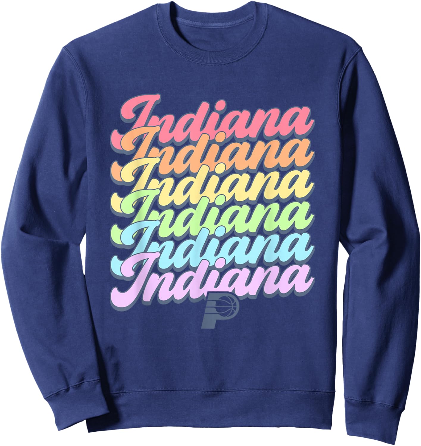 NBA Indiana Pacers Pastel Rainbow Pride Stack Sweatshirt - Sweatshirt | Navy