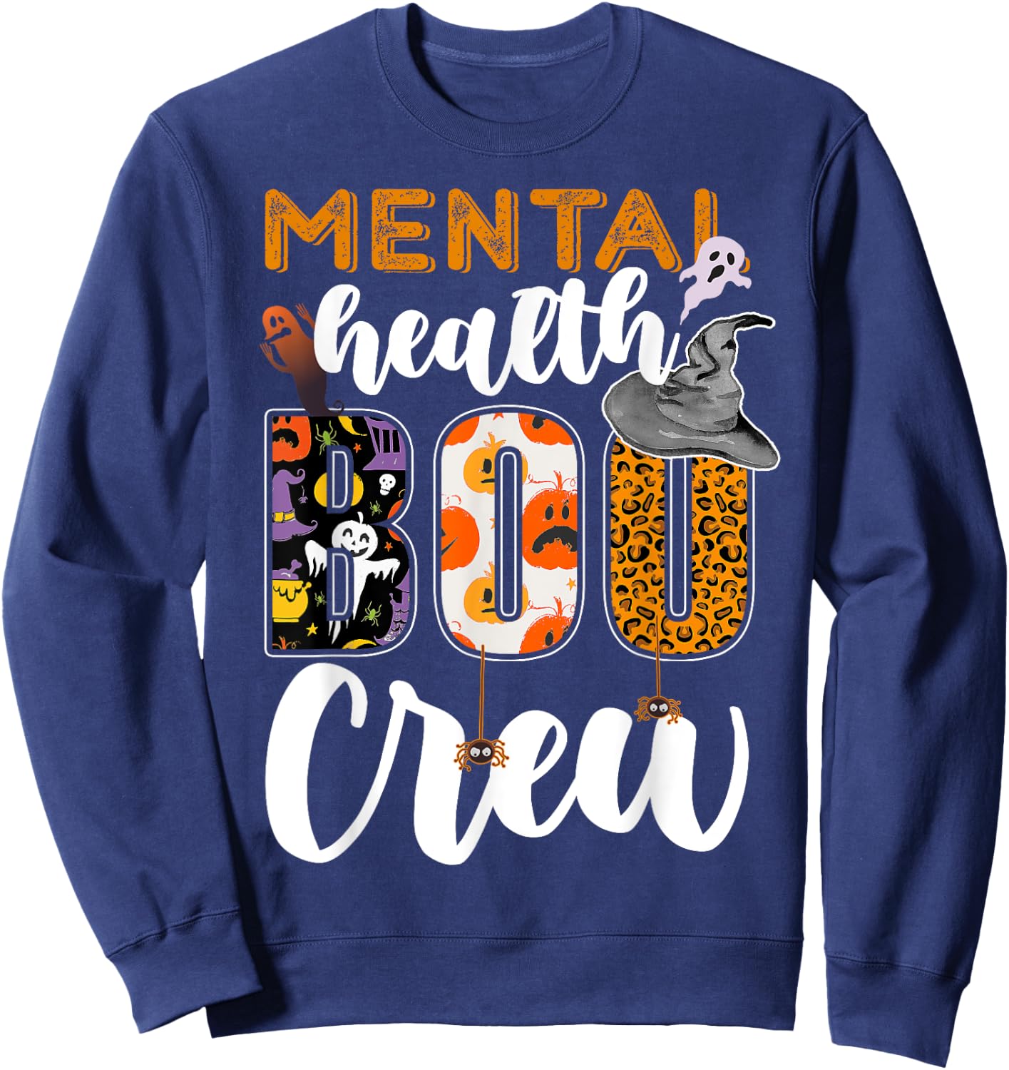 Mental Health Boo Crew Halloween Matching Counselor Sweatshirt - Sweatshirt | Navy
