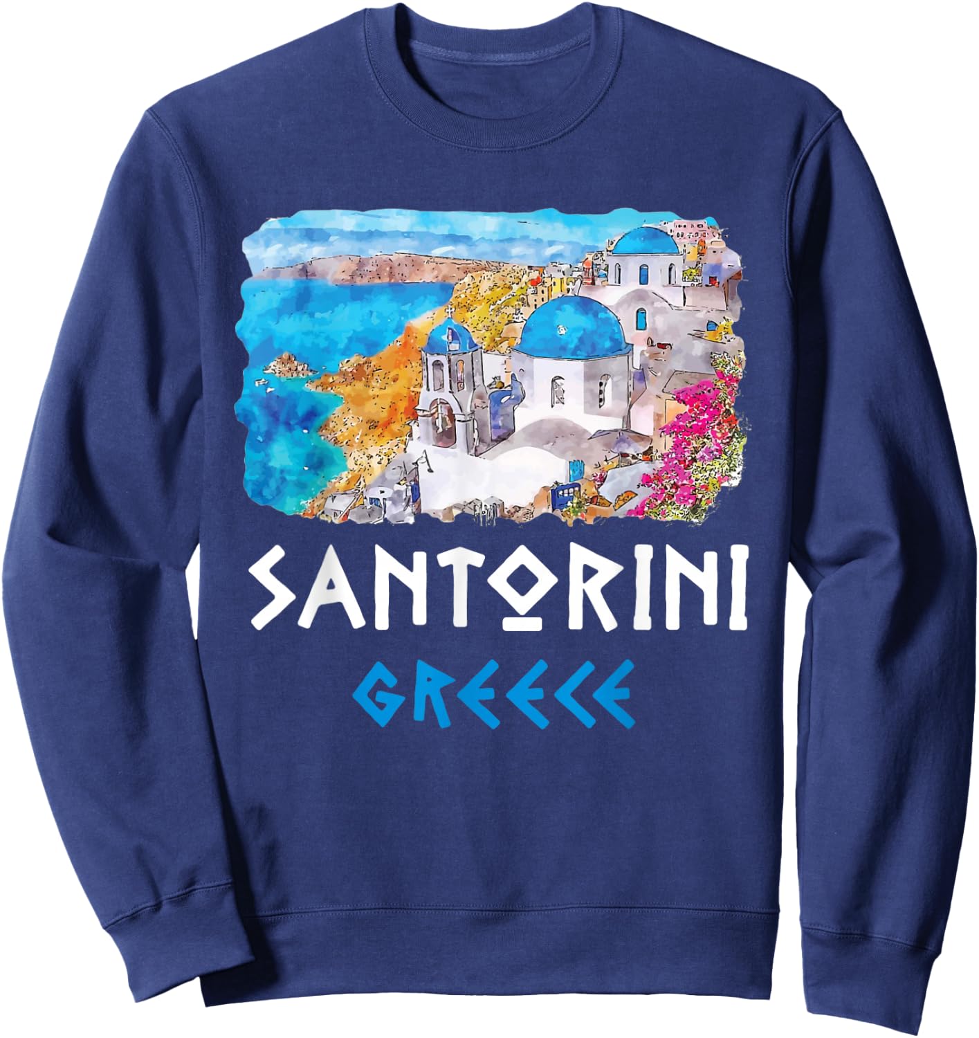 Santorini Greece Painting Souvenir Sweatshirt - Sweatshirt | Navy