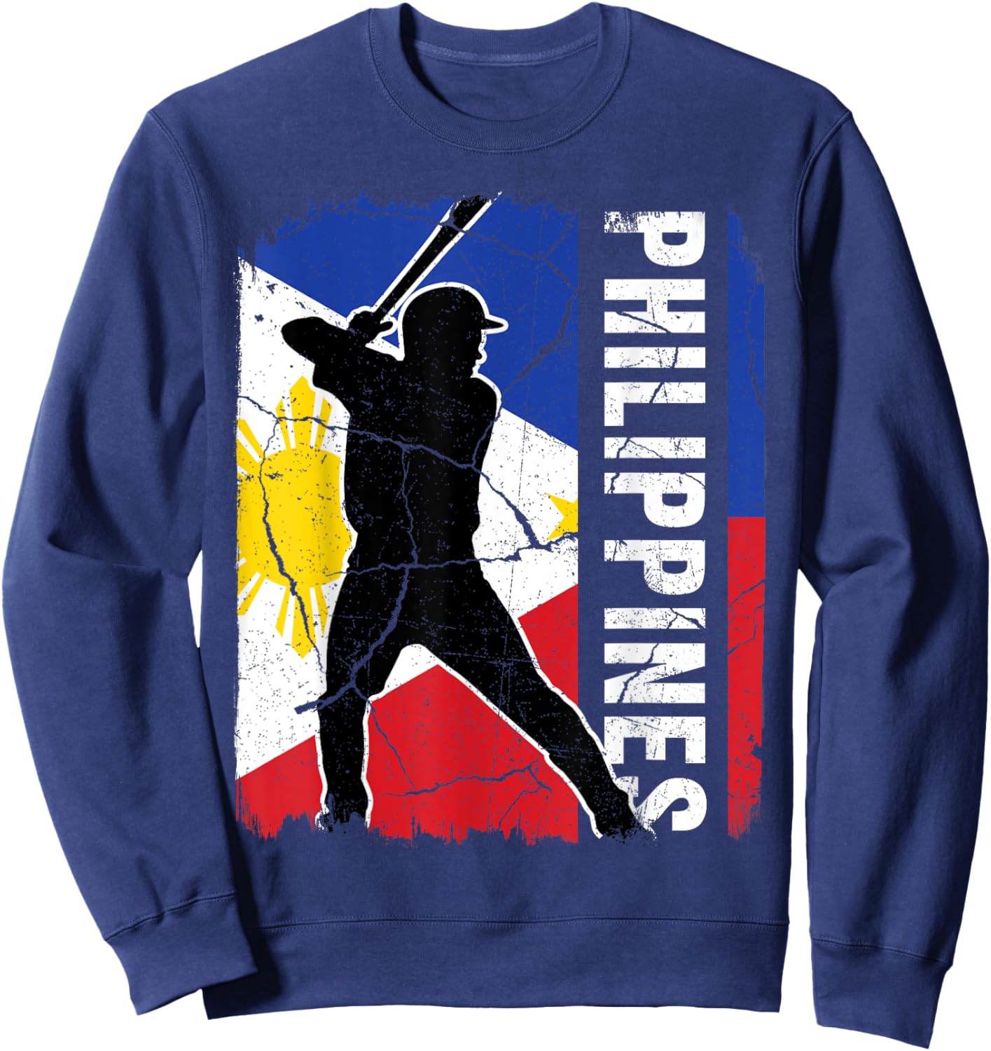 Filipino Baseball Player Philippines Flag Baseball Fans Sweatshirt - Sweatshirt | Navy
