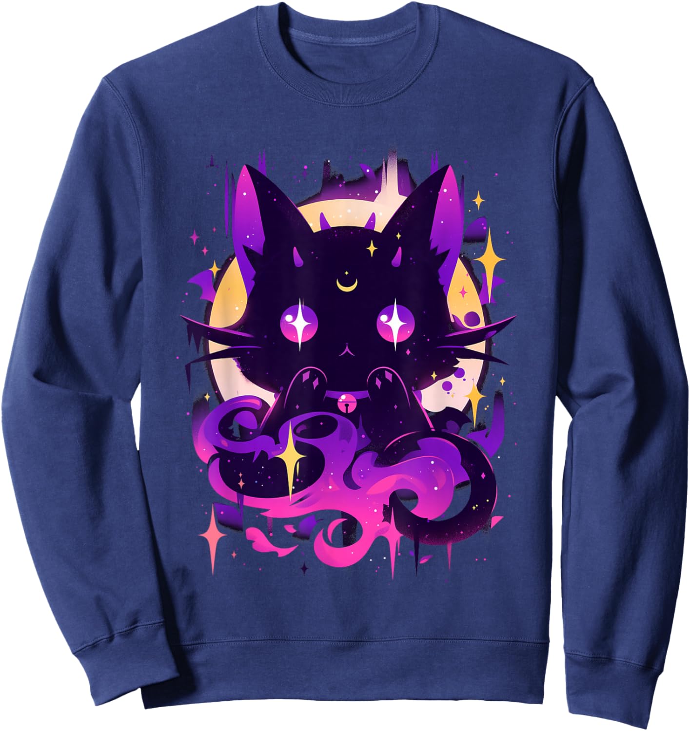 Yami Kawaii Devil Cat Creepy Cute Pastel Goth Japanese Sweatshirt - Sweatshirt | Navy