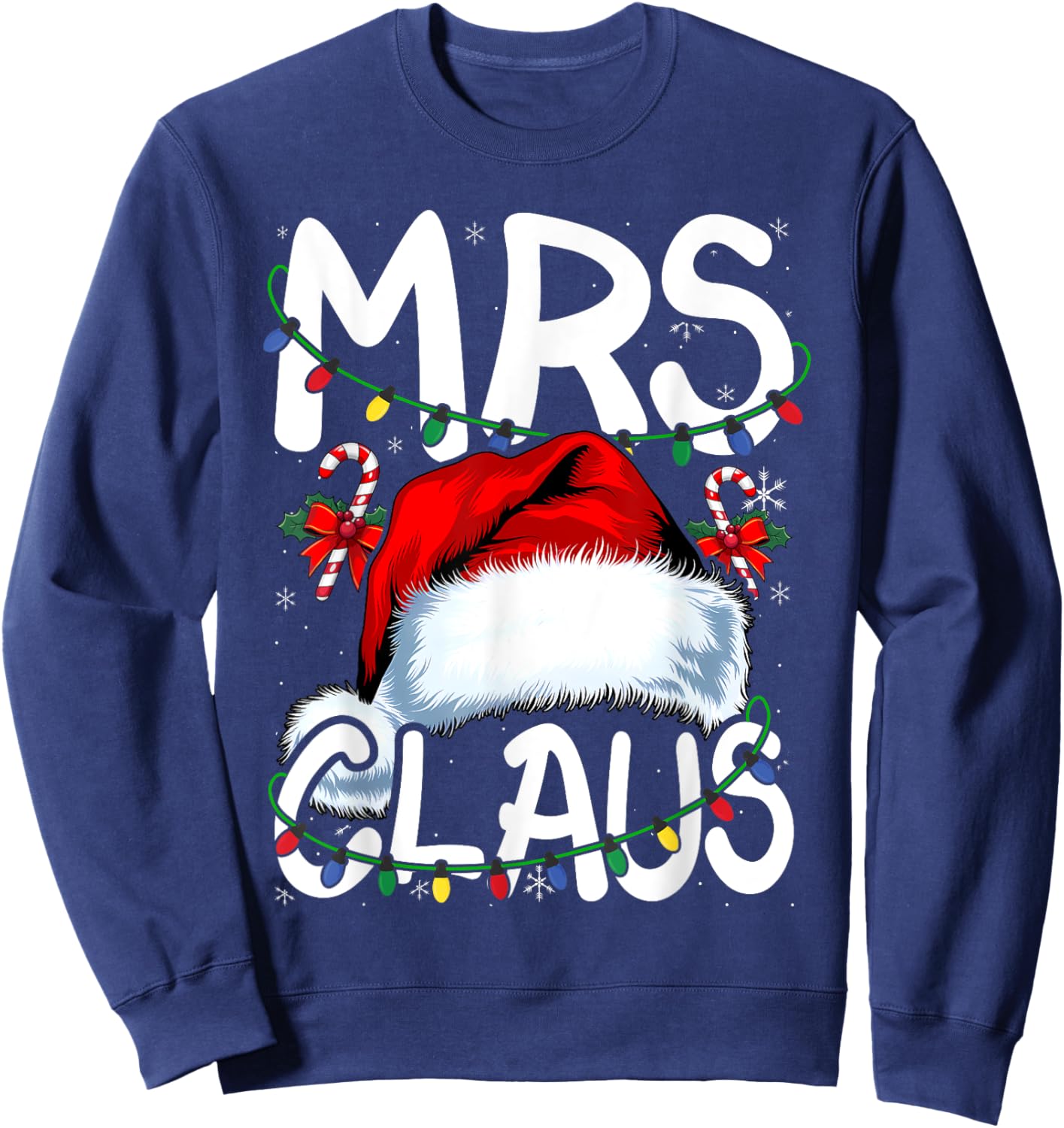 Mr and Mrs Claus Couples Matching Christmas Pajamas Santa Sweatshirt - Sweatshirt | Navy