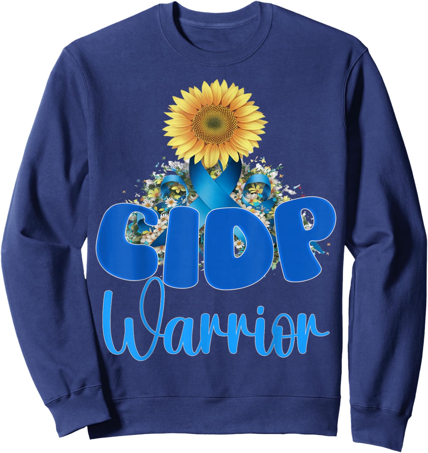 CIDP awareness sunflower Sweatshirt - Sweatshirt | Navy