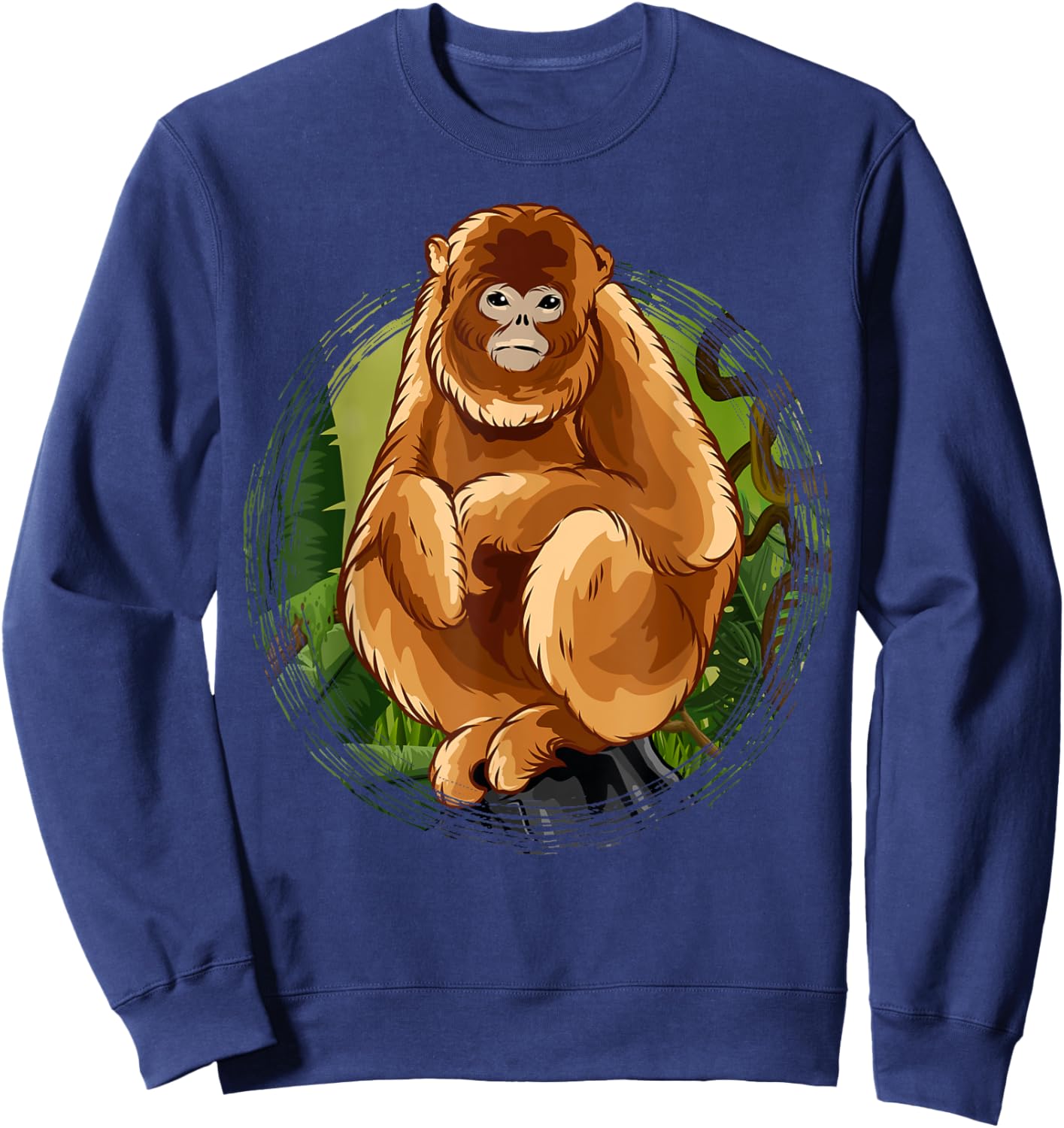 Golden Snub-Nosed Monkey Cute Monkey Sweatshirt - Sweatshirt | Navy