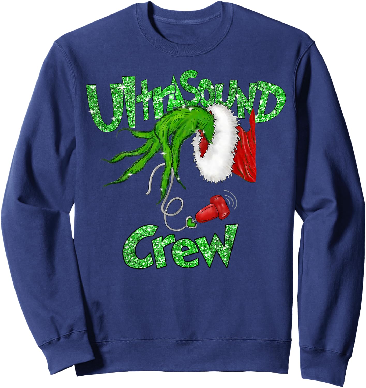 Ultrasound Crew Sonographer Merry Christmas Xmas Pajamas Sweatshirt - Sweatshirt | Navy