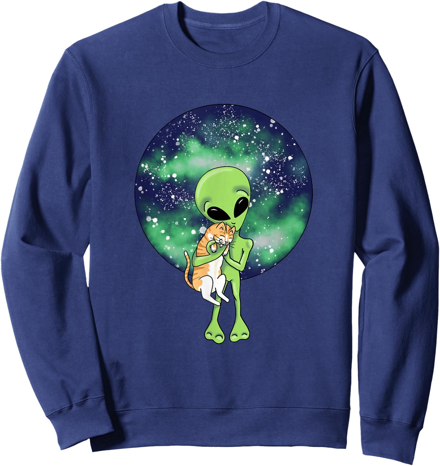 Alien and the Cat by Silvana Arias Sweatshirt - Sweatshirt | Navy