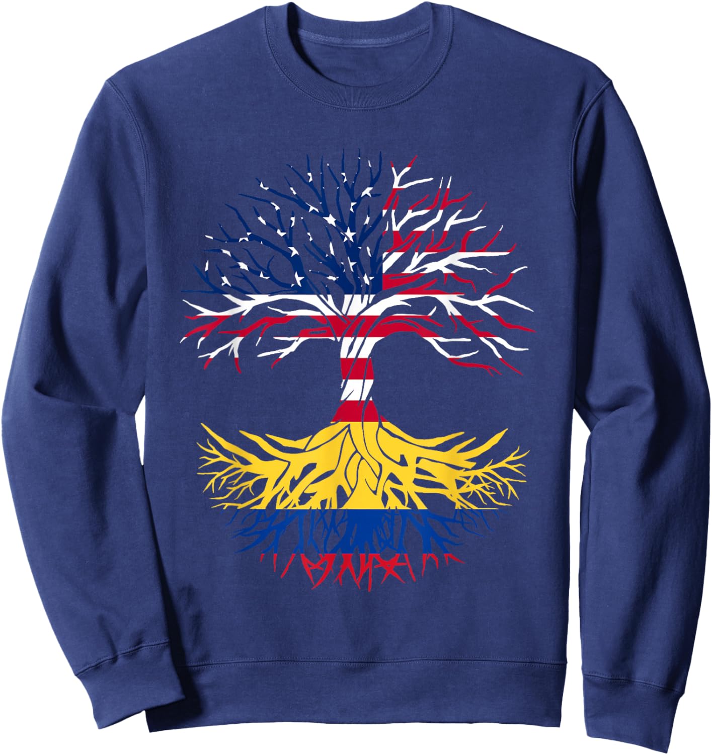 Colombian Roots American Grown Tree Flag USA Colombia Gift Sweatshirt - Sweatshirt | Navy