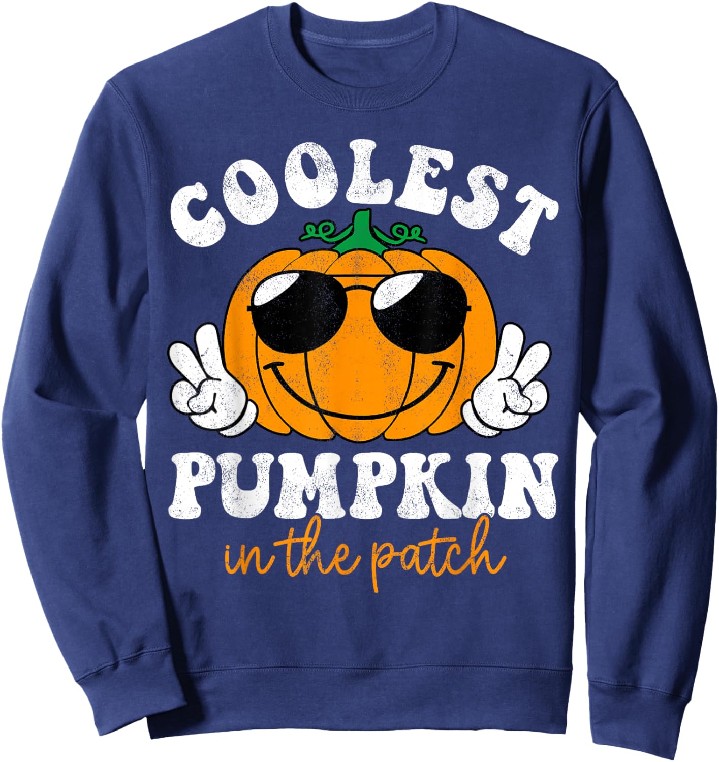 Groovy Coolest Pumpkin In The Patch Halloween Toddler Boys Sweatshirt - Sweatshirt | Navy