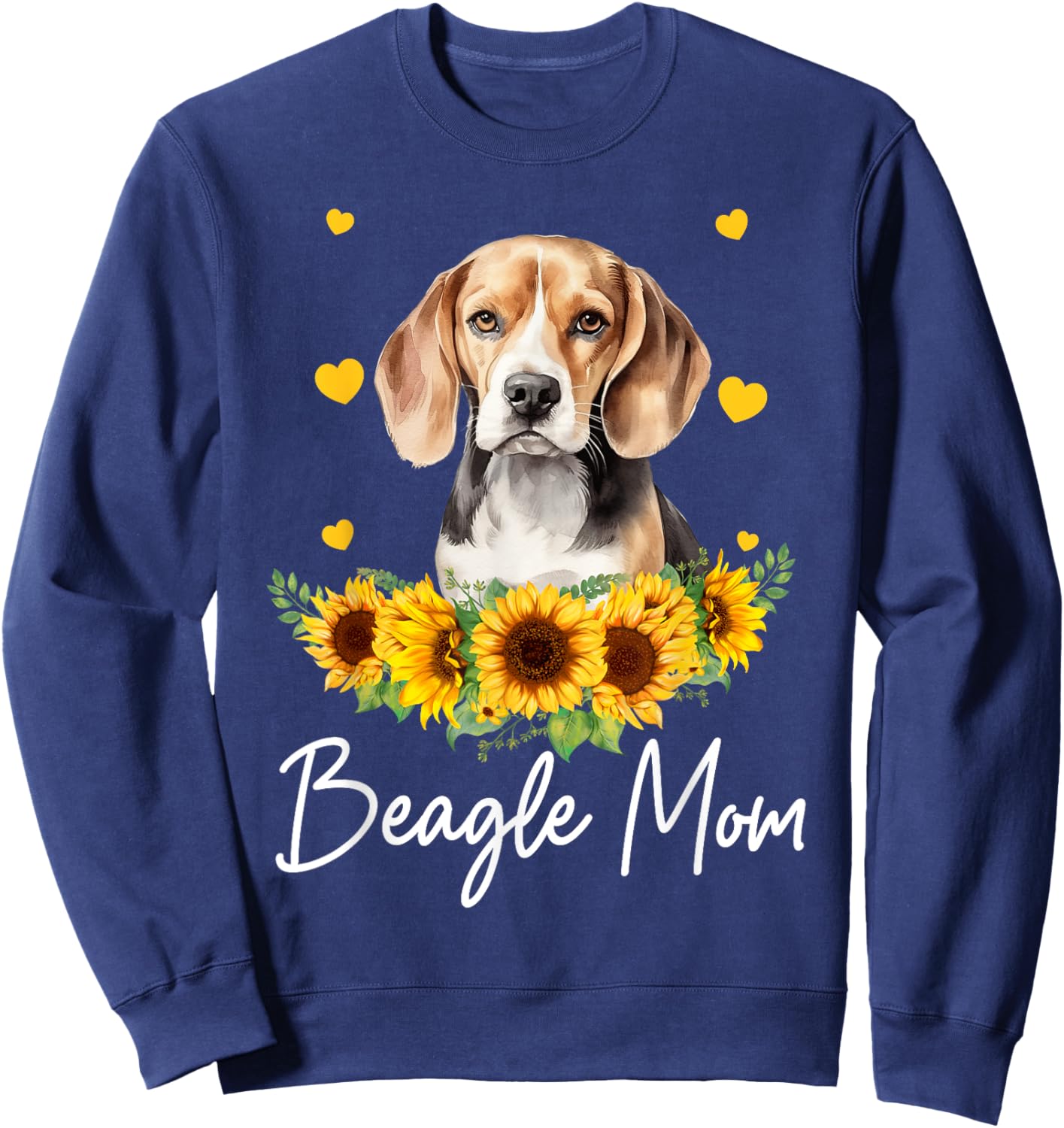 Sunflower Beagle Mom Dog Lover Sweatshirt - Sweatshirt | Navy