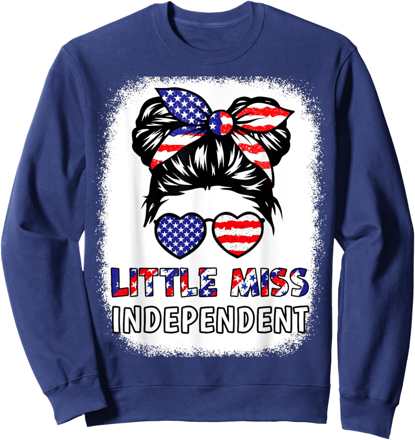 Girl 4th July Little Miss Independent Teen Youth Patriotic Sweatshirt - Sweatshirt | Navy