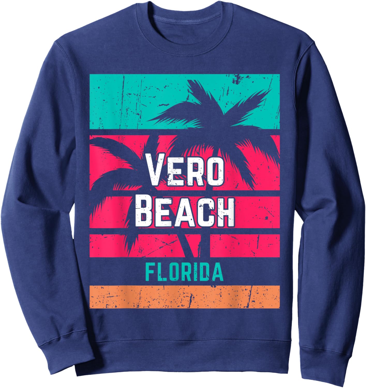 Vero Beach Florida Vacation Souvenir Surfing Vintage Women Sweatshirt - Sweatshirt | Navy
