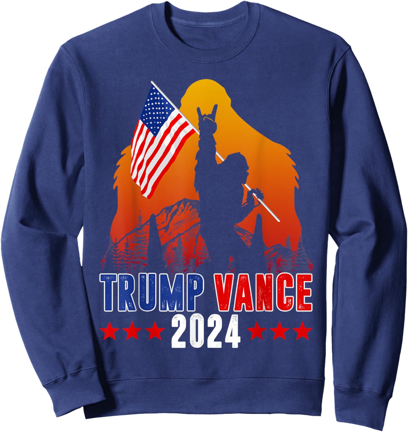 Trump Vance 2024 For President VP USA Election Bigfoot Sweatshirt - Sweatshirt | Navy
