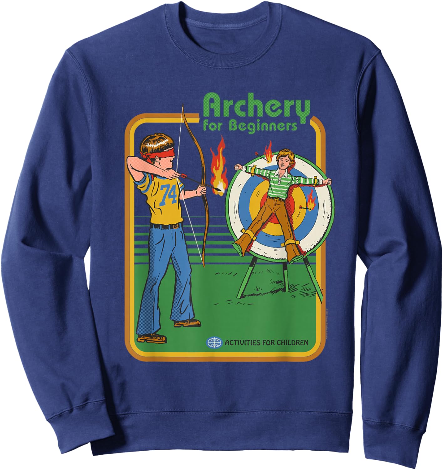 Steven Rhodes Archery for Beginners Retro Dark Humor Sweatshirt - Sweatshirt | Navy