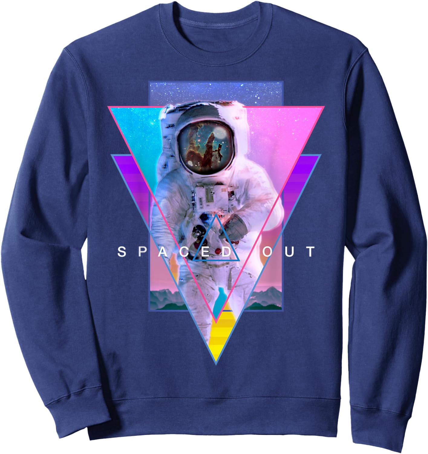 Astronaut Spaced Out Aesthetic Vaporwave Outer Space Art Sweatshirt - Sweatshirt | Navy