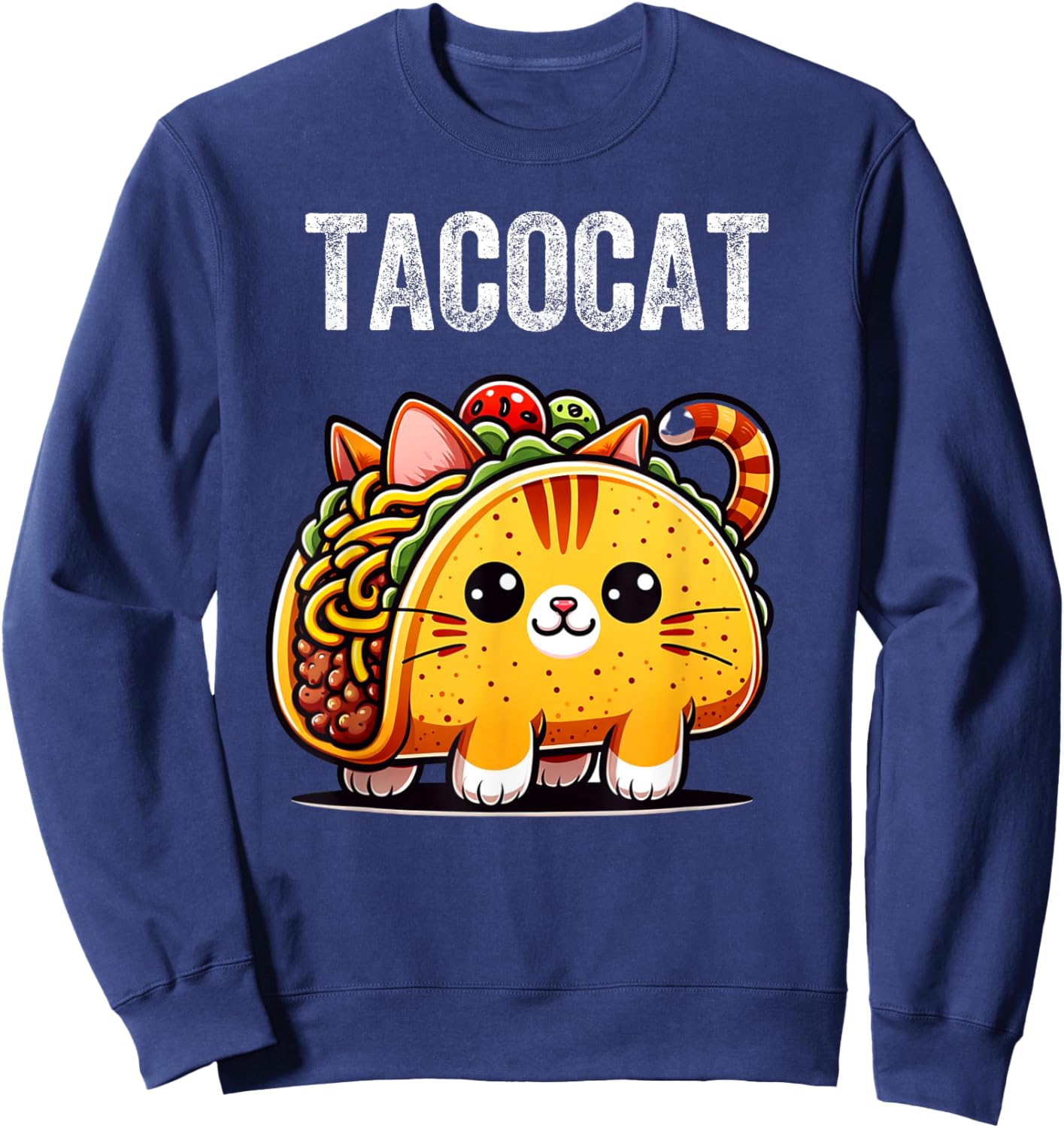 Tacocat Spelled Backwards is Taco Cat, Love Cat And Taco Sweatshirt - Sweatshirt | Navy