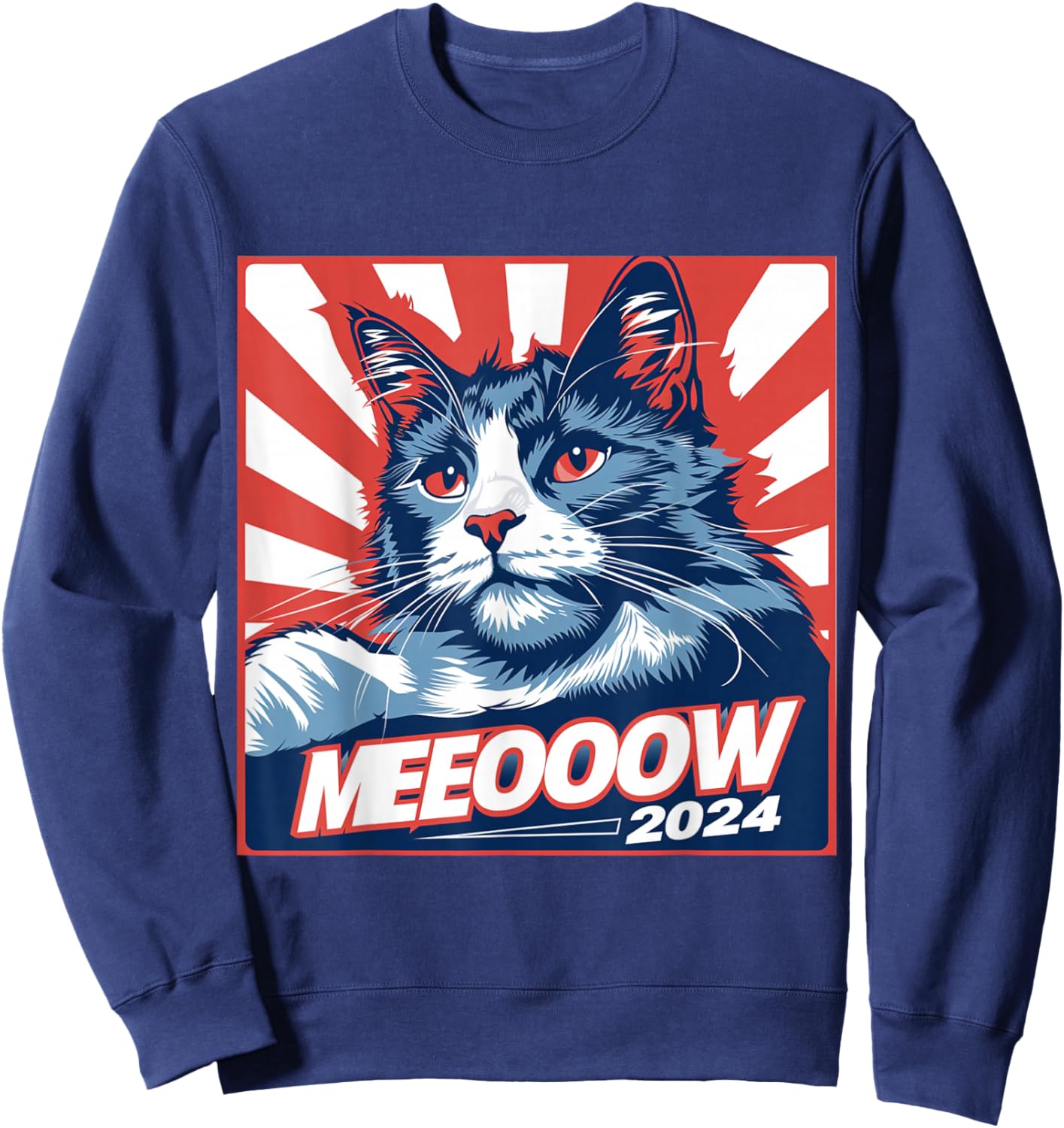 Meow 2024 Funny Kamala Harris Election Cat Lady Crazy Kitty Sweatshirt - Sweatshirt | Navy