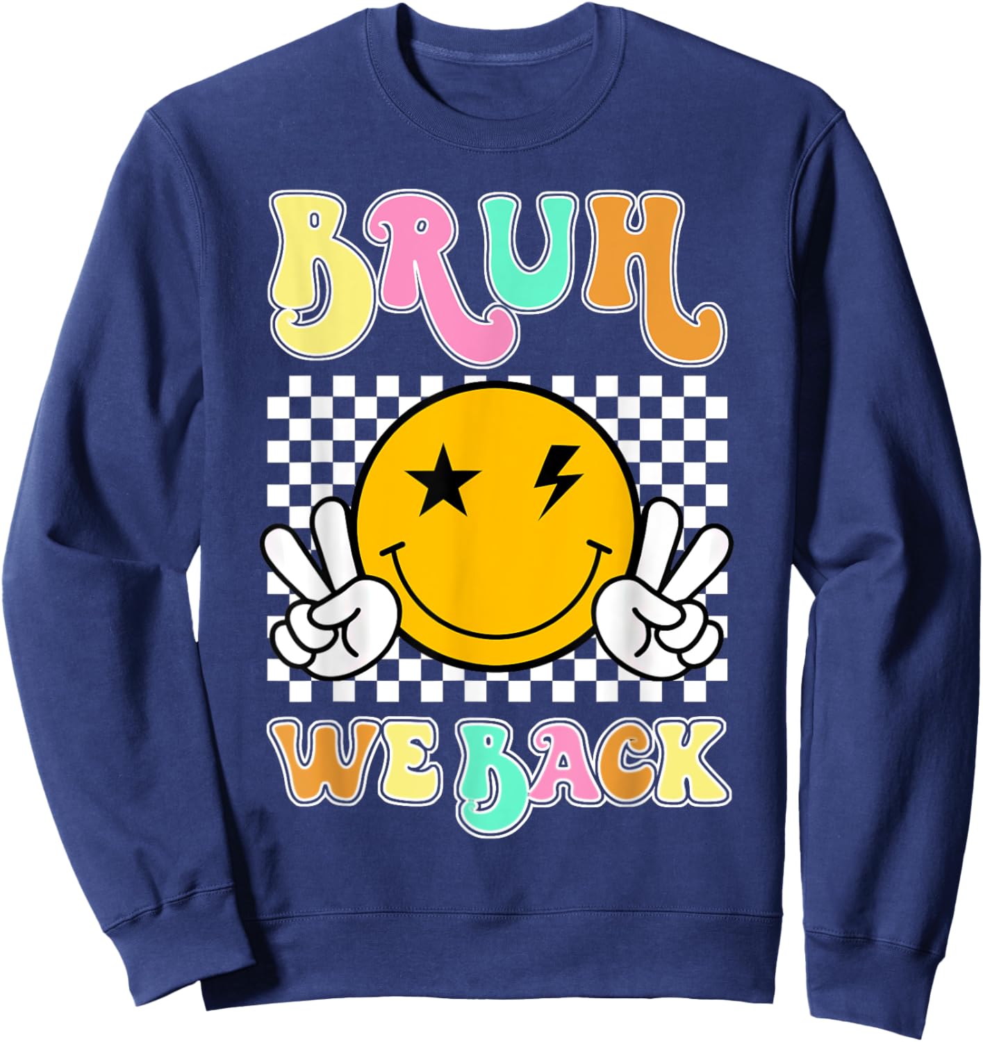 Back To School Groovy Back to School For Teachers Boy Girl Sweatshirt - Sweatshirt | Navy