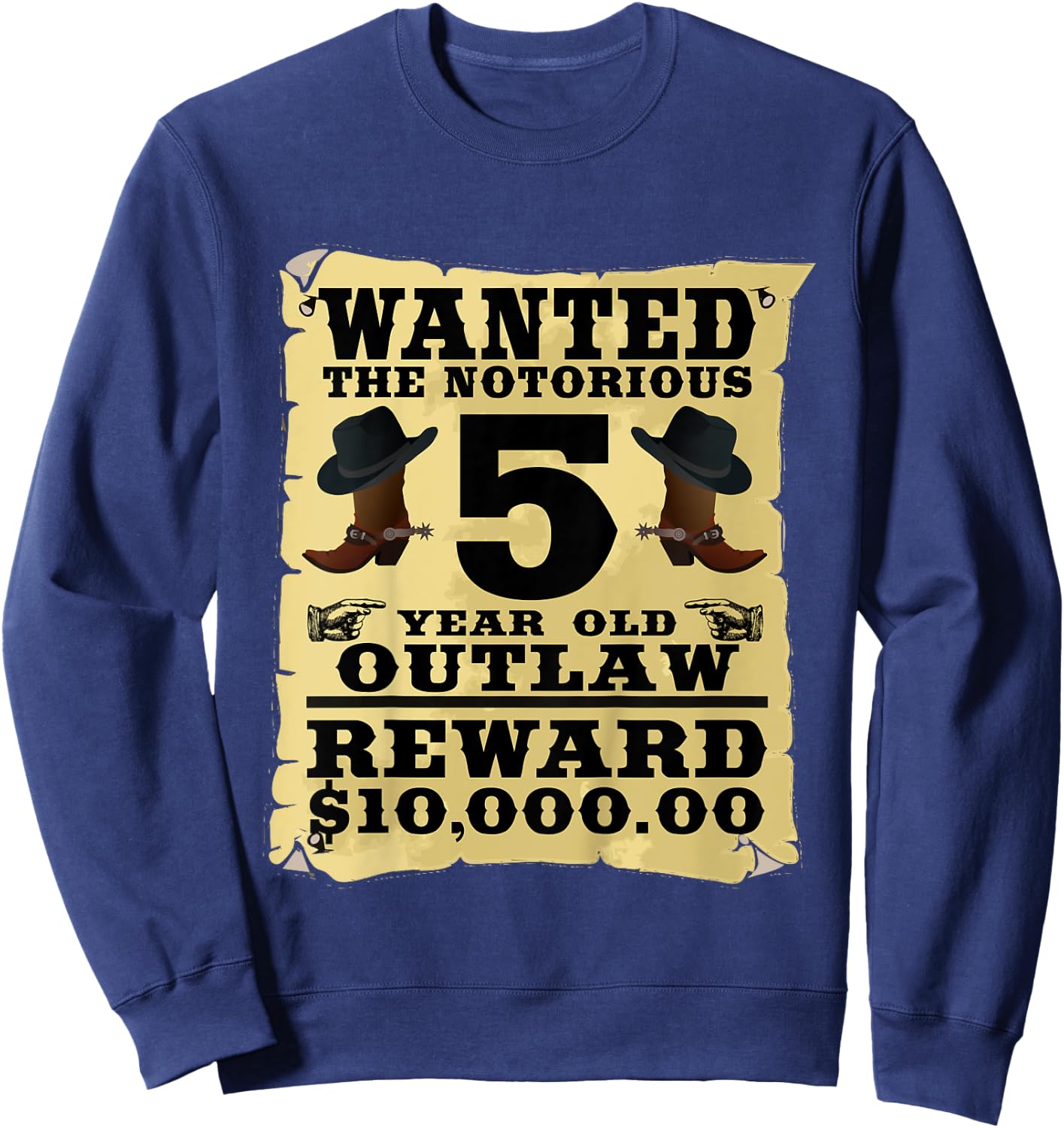 Kids 5 Year Old Cowboy Birthday Party Wild West Western 5th Gift Sweatshirt - Sweatshirt | Navy
