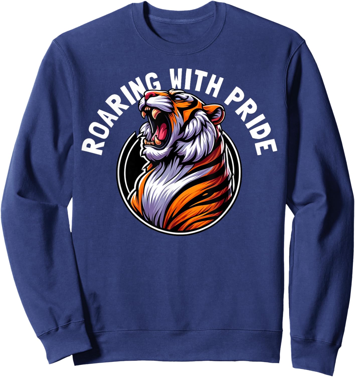 Roaring Tiger Animal Lover Wildlife Nature Graphic Sweatshirt - Sweatshirt | Navy