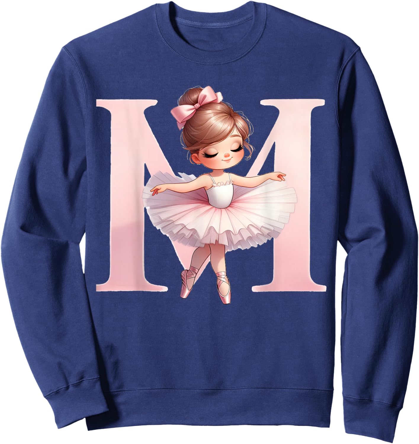 Ballerina Girl Dancing Name First Letter M Girly Tutu Ballet Sweatshirt - Sweatshirt | Navy