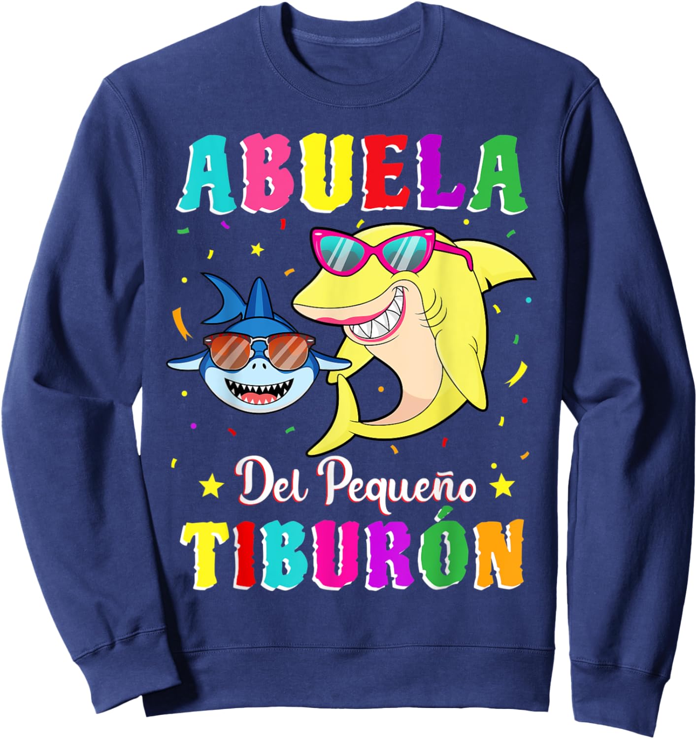 Abuela del Pequeño Tiburón nieto cumpleaños tiburón Sweatshirt - Sweatshirt | Navy