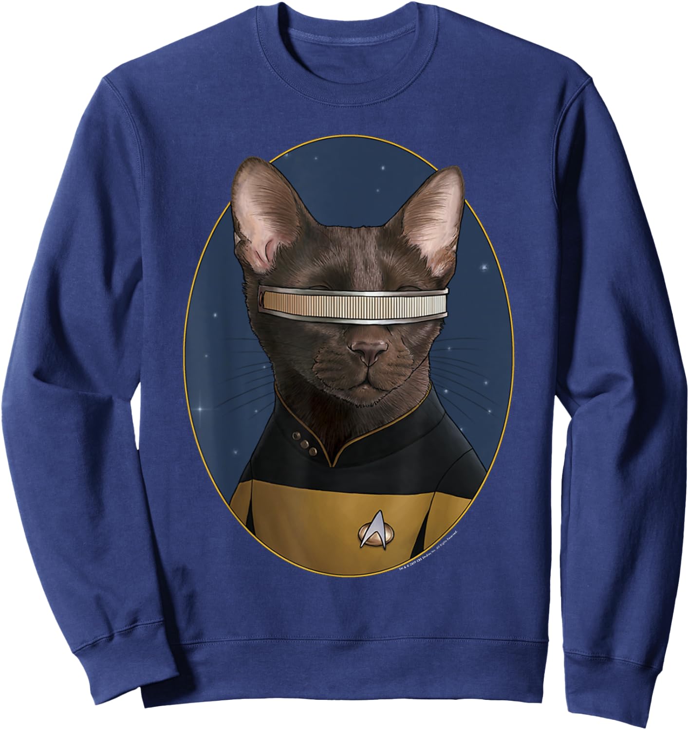 Star Trek: The Next Generation Geordi La Forge Cat Portrait Sweatshirt - Sweatshirt | Navy