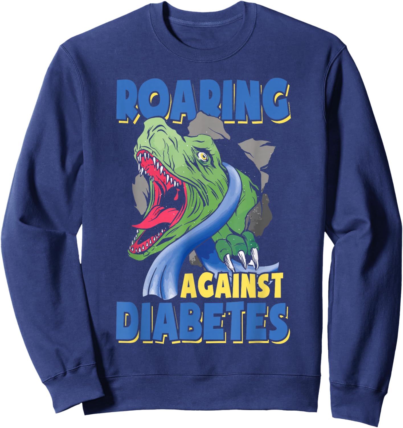 Diabetic Toddler Kids Diabetes Awareness Month T Rex Sweatshirt - Sweatshirt | Navy