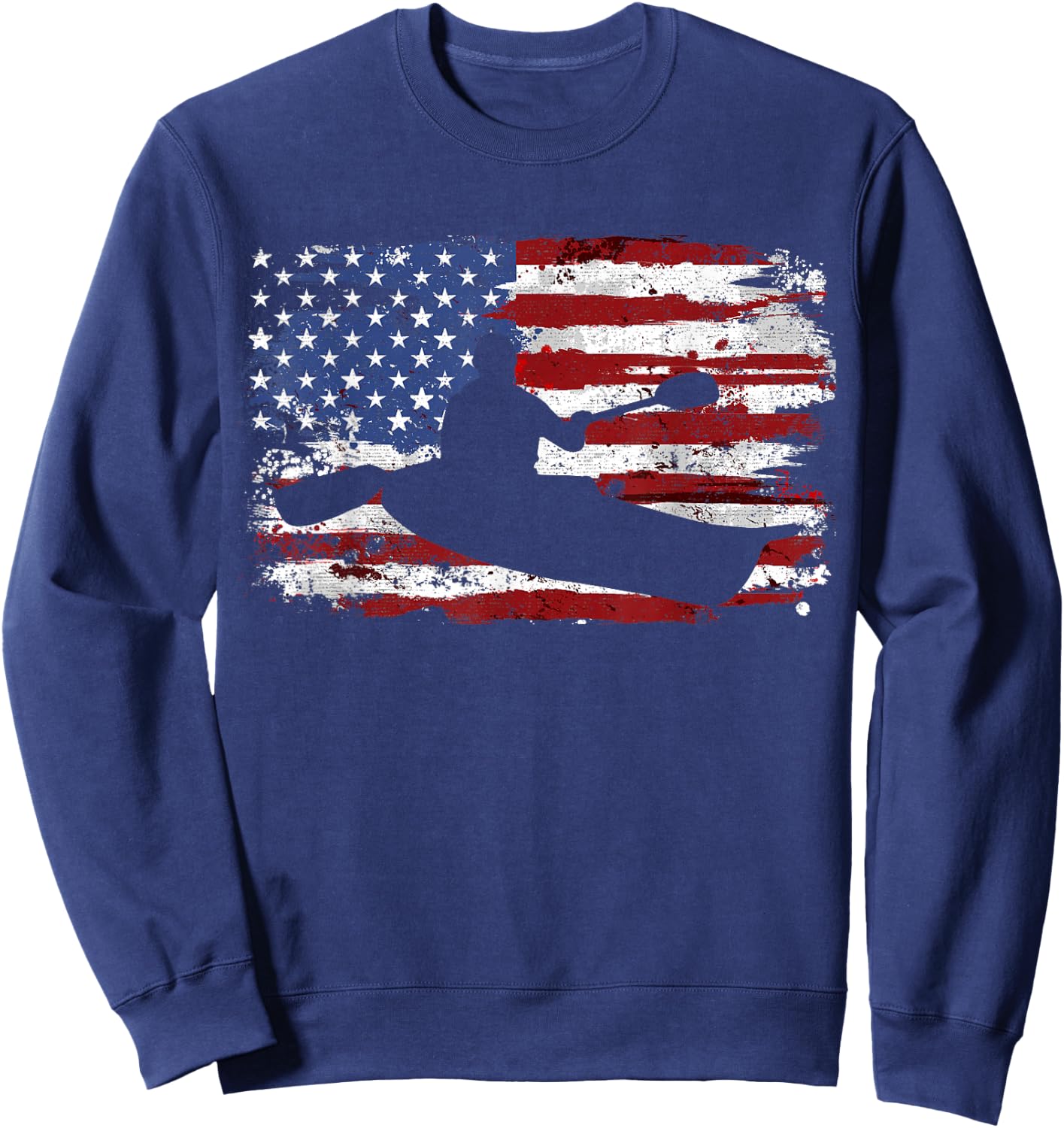 Kayak Vintage American Flag Girls Kids Men Sweatshirt - Sweatshirt | Navy