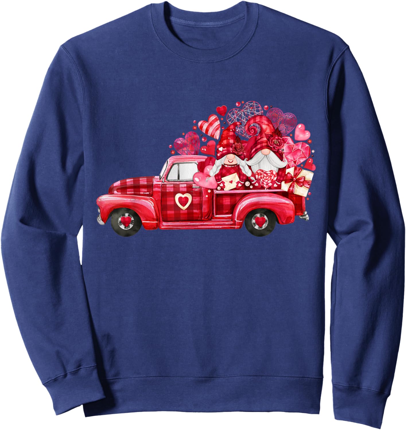 Santa Mrs Claus Grandpa Grandma Gnomes Christmas Tree Truck Sweatshirt - Sweatshirt | Navy