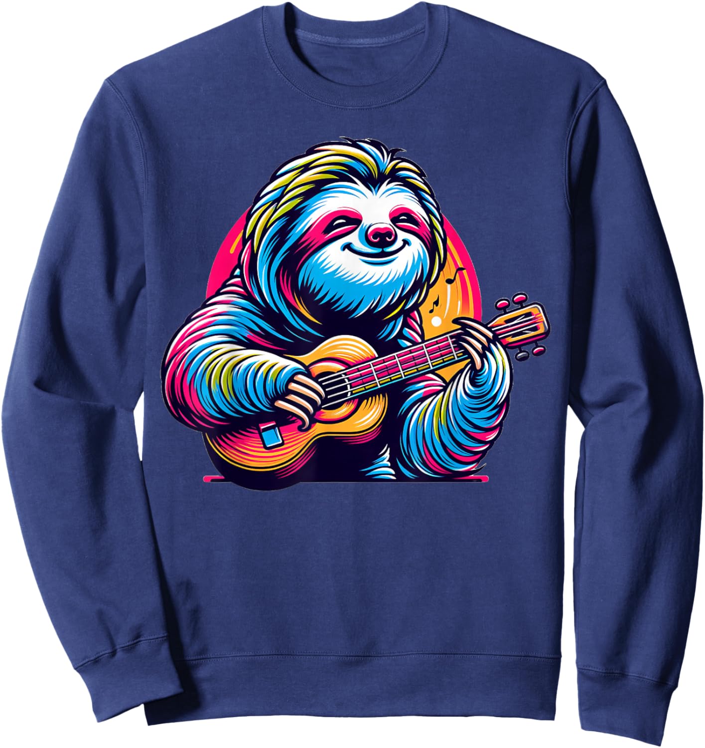 Cute Sloth Playing Guitar Sloths Musician Music Sweatshirt - Sweatshirt | Navy