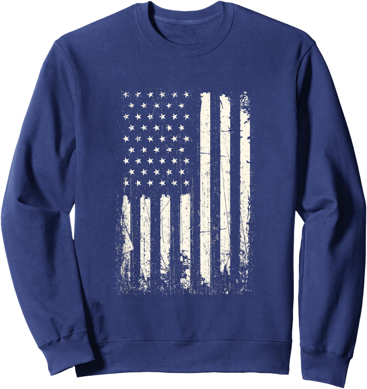 Vertical American Flag American Flag Distressed Men Sweatshirt - Sweatshirt | Navy