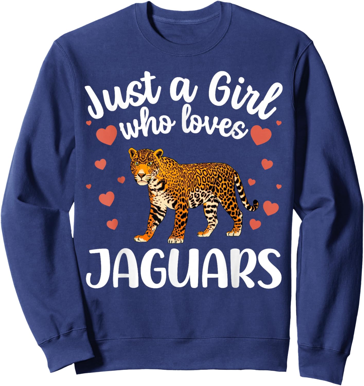 Funny Jaguar Art for Girls Women Kids Large Cat Jaguar Lover Sweatshirt - Sweatshirt | Navy