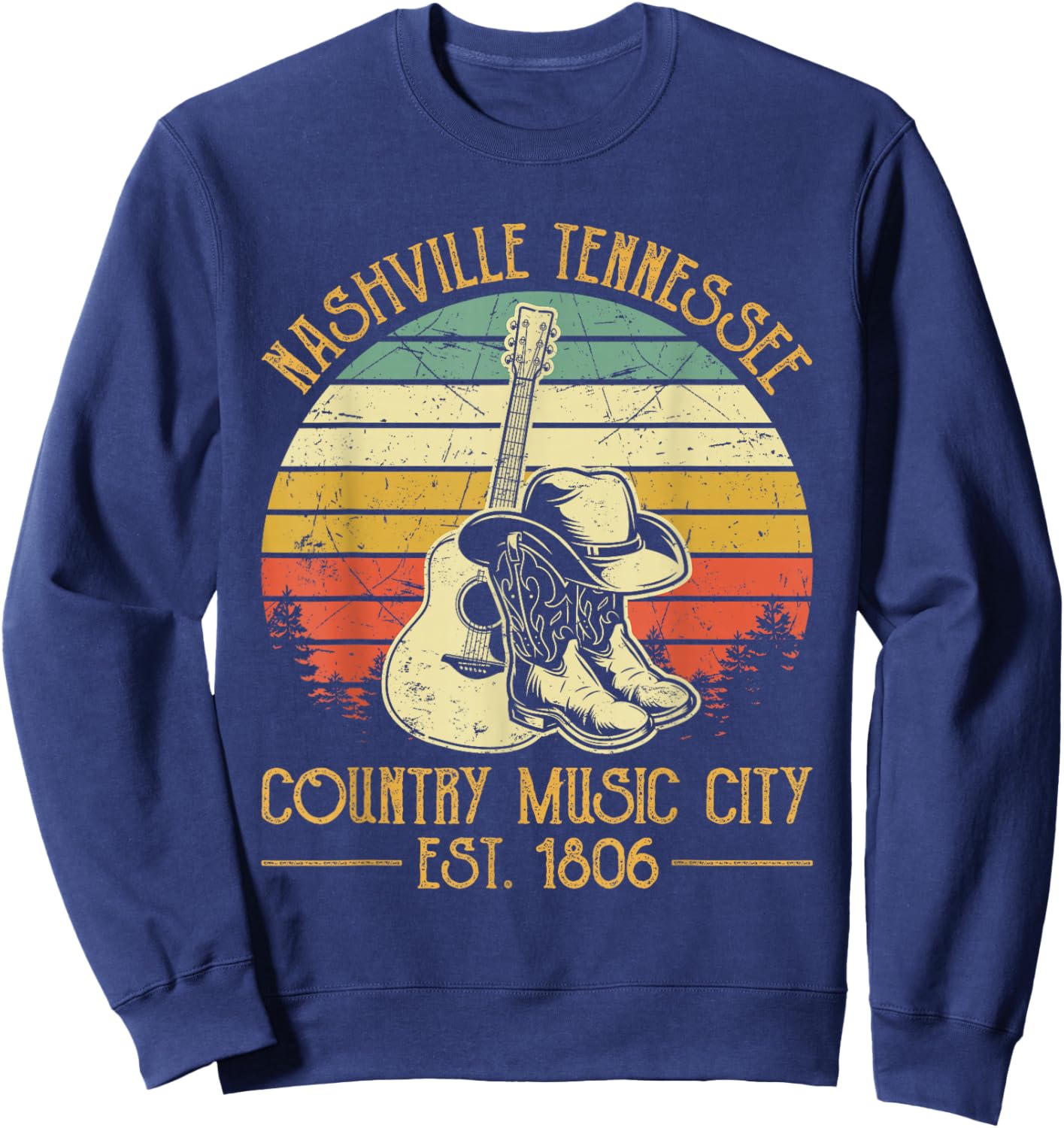 Guitar Guitarist Nashville Tennessee Country Music City Sweatshirt - Sweatshirt | Navy