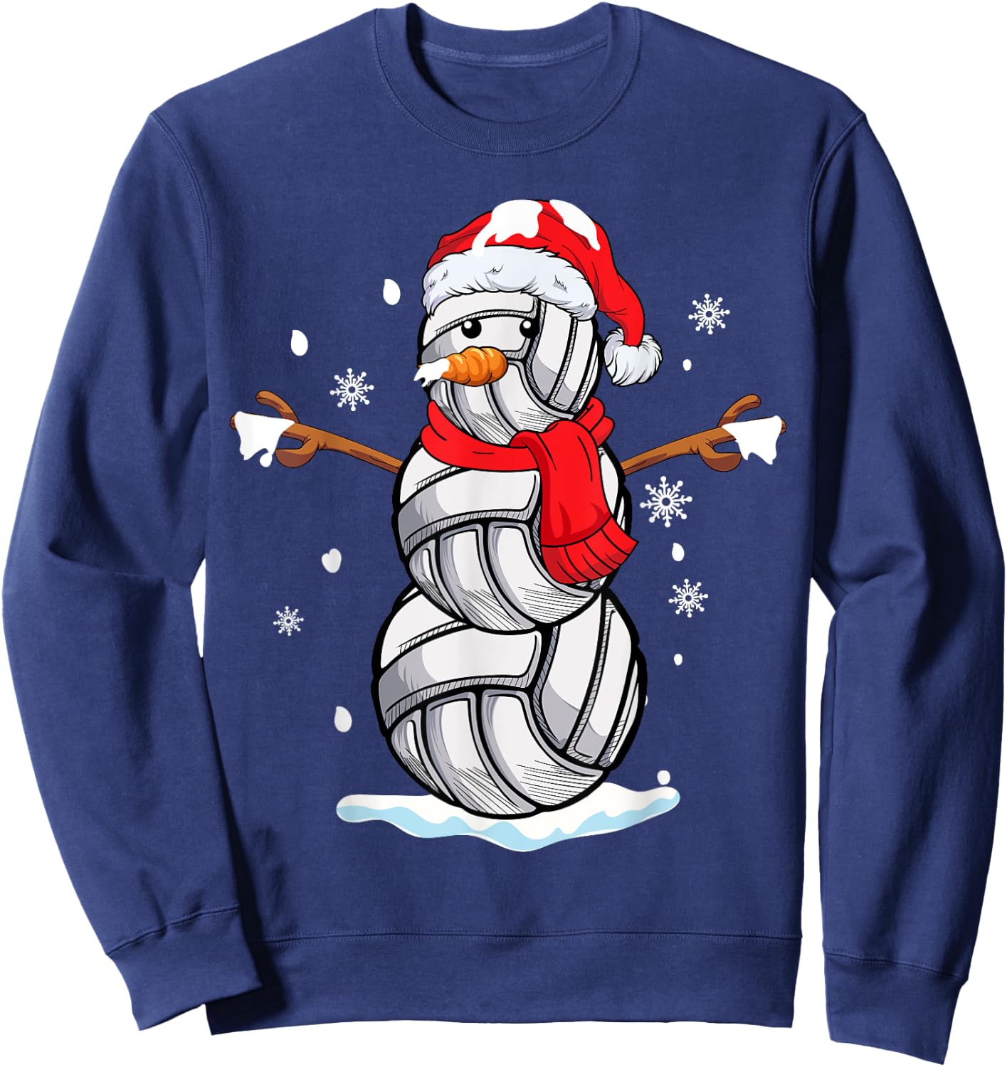 Volleyball Snowman Funny Christmas Volleyball lovers gift Sweatshirt - Sweatshirt | Navy