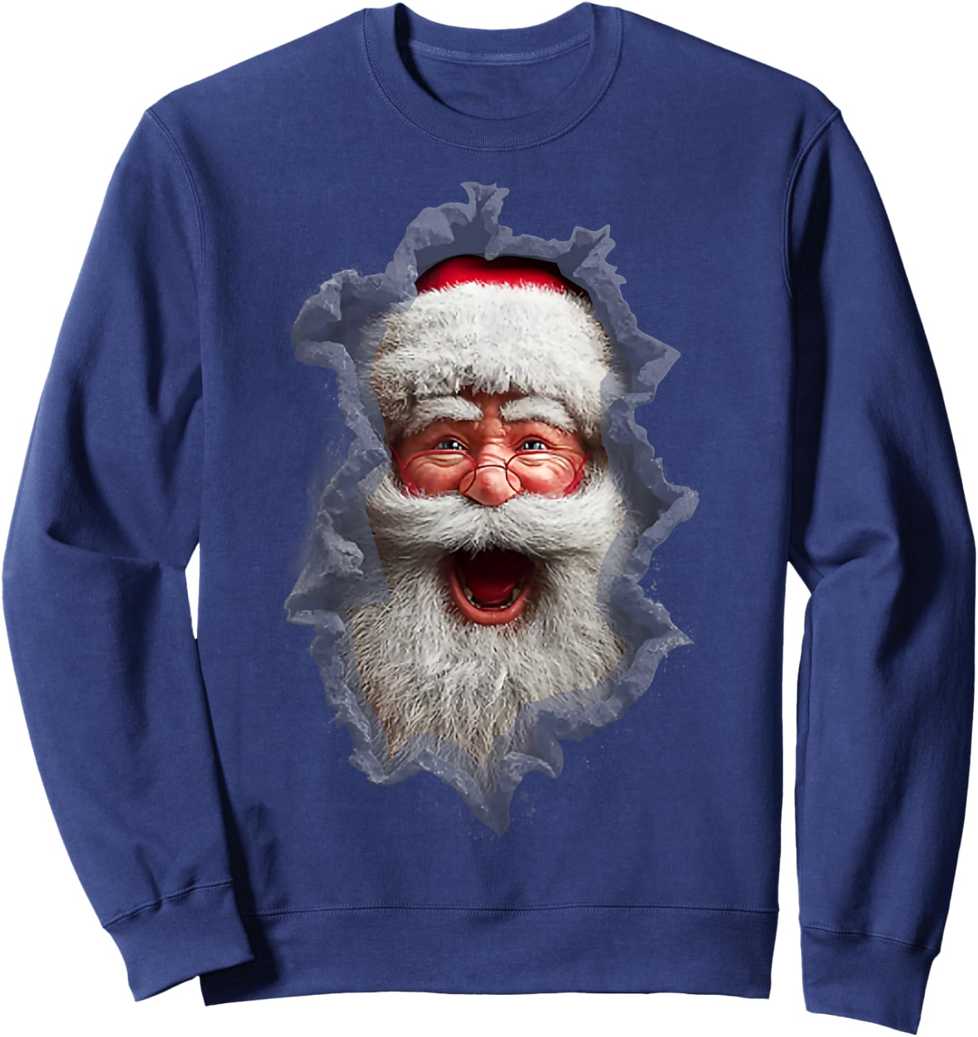 Men's Christmas Ripped Santa Claus Print Sweatshirt - Sweatshirt | Navy