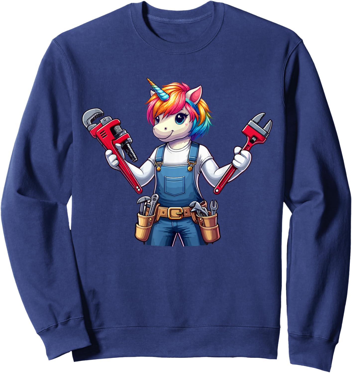 Plumber Job Matching Team Costume Colorful Unicorn Lover Sweatshirt - Sweatshirt | Navy