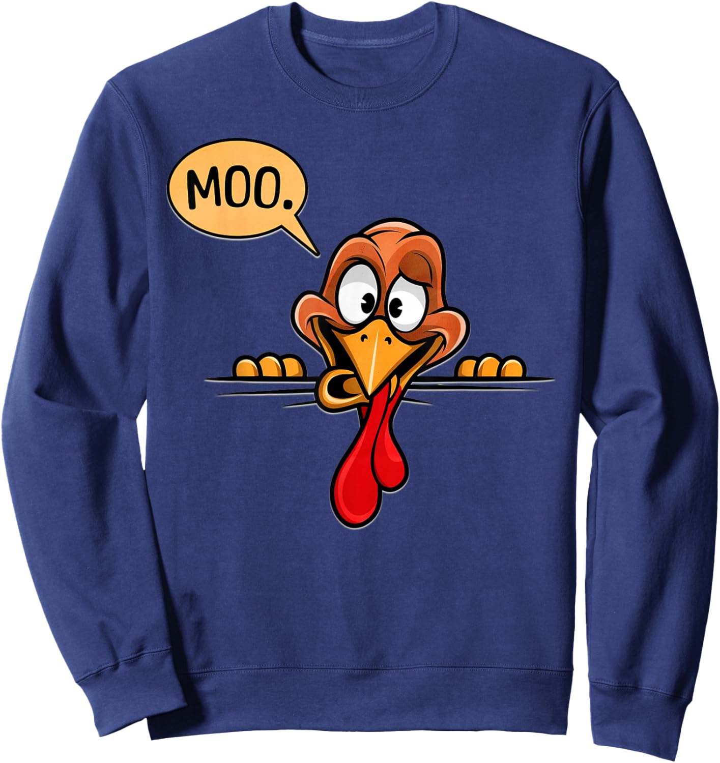 Turkey Moo Funny Thanksgiving Sweatshirt - Sweatshirt | Navy