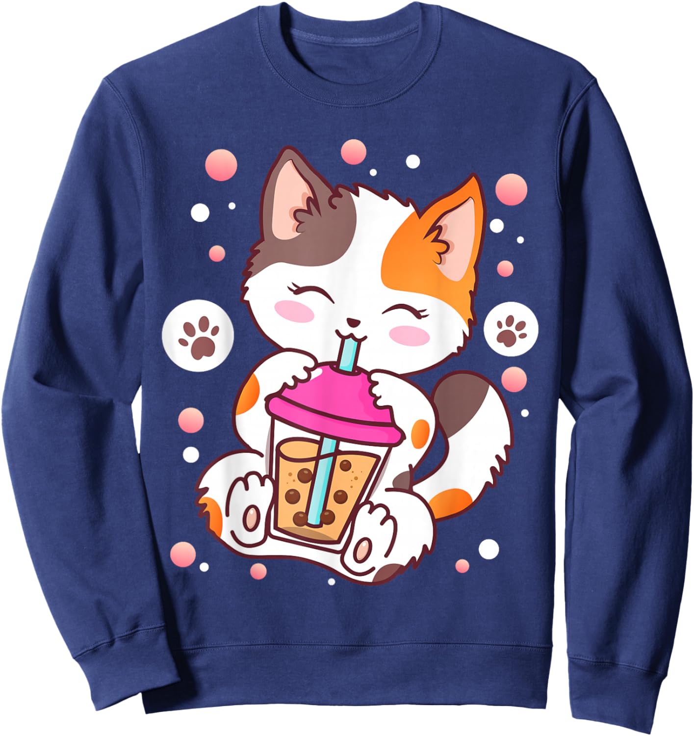 Katze Boba Bubble Tea Anime Kawaii Neko Sweatshirt - Sweatshirt | Navy