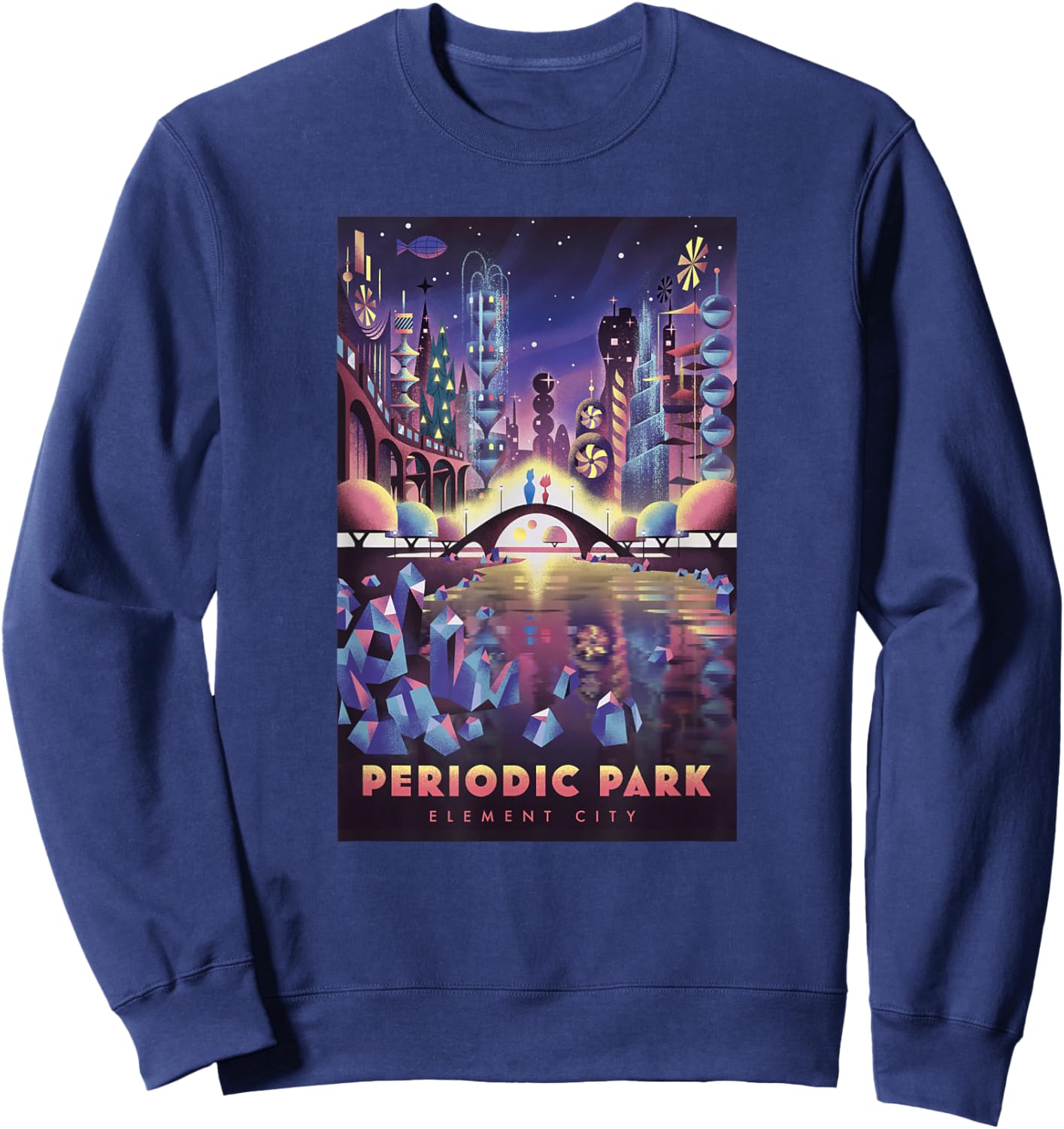 Disney Pixar Elemental Periodic Park Element City Poster Sweatshirt - Sweatshirt | Navy