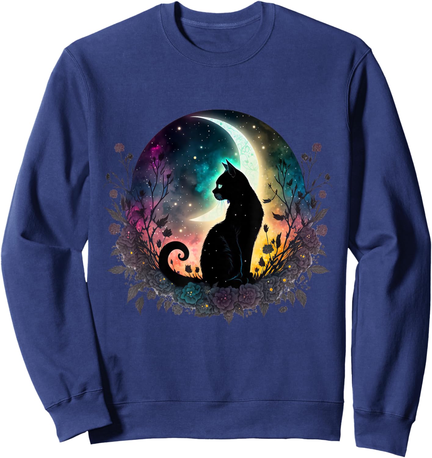 Galaxy Cat Moon – Mystical Space Cat Sweatshirt - Sweatshirt | Navy