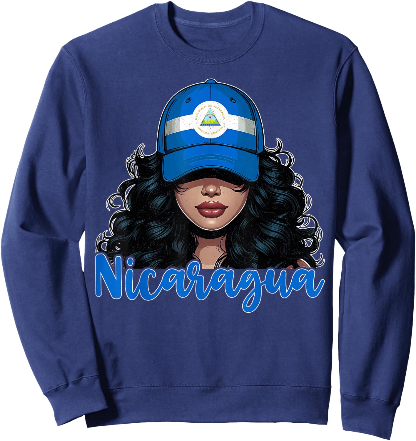 Nicaraguan Girl Nicaragua Flag Proud Nicaragüense Women Sweatshirt - Sweatshirt | Navy